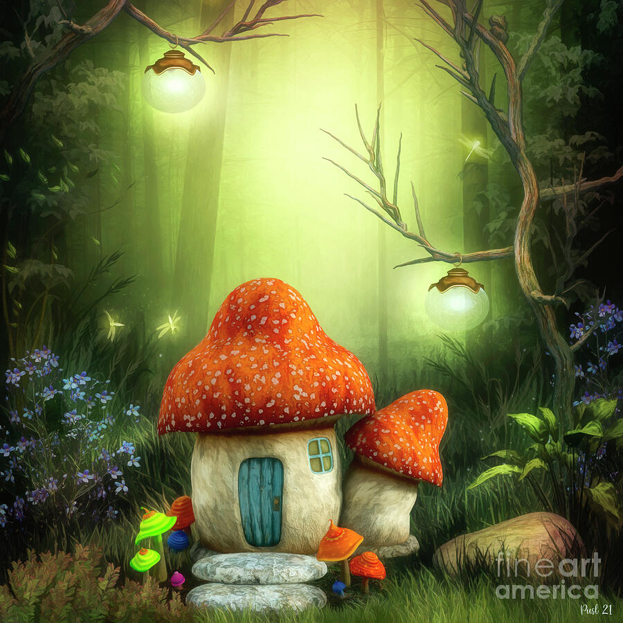 Mushroom Digital Art - Mushroom Fairy House by Jutta Maria Pusl