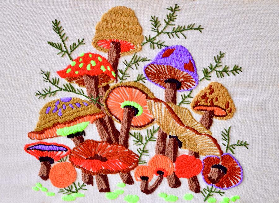 Mushroom Family Tapestry - Textile by Bettie Thompson