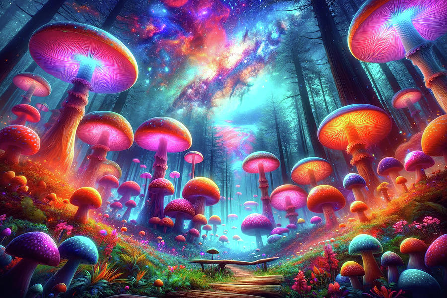 Mushroom Fantasy Landscape 01 Digital Art by Matthias Hauser