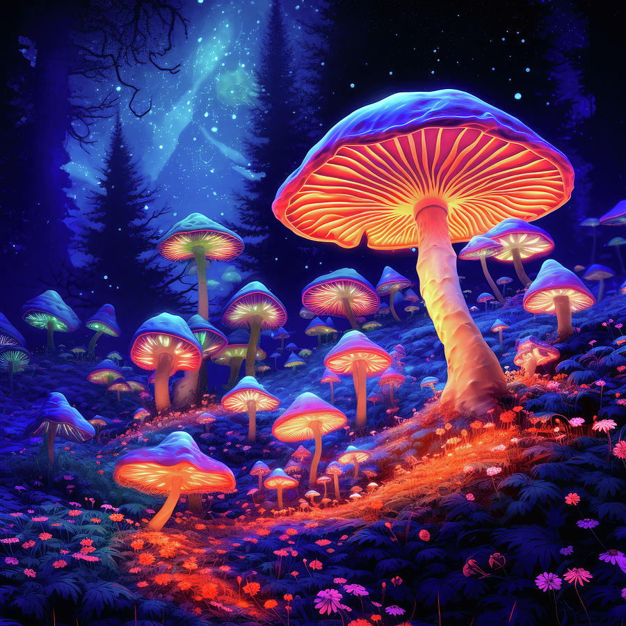 Mushroom Forest 12 Fantasy Art Illustration Style Digital Art by Matthias Hauser