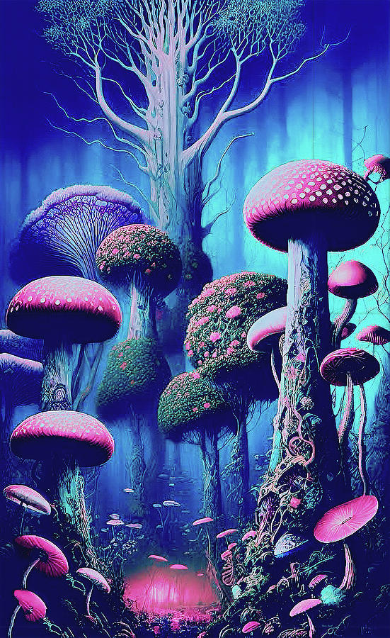 Mushroom Forest  Digital Art by Dennis Baswell