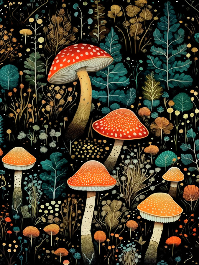 Mushroom Forest pattern Digital Art by Leonard Stolfo - Fine Art America