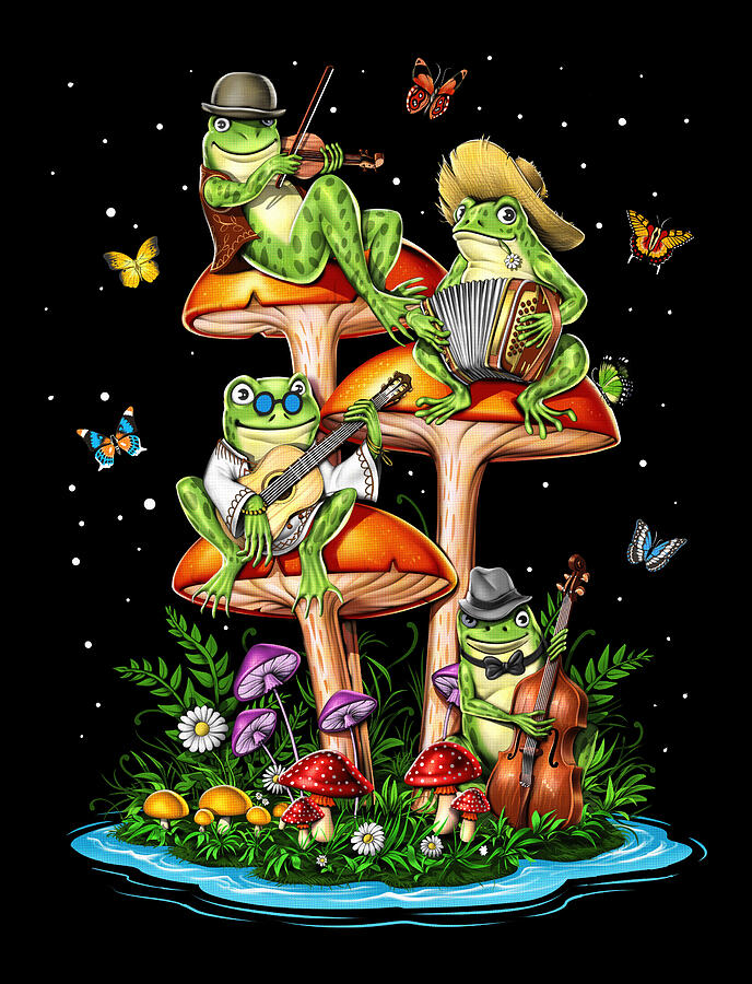 Mushroom Digital Art - Mushroom Frogs by Nikolay Todorov