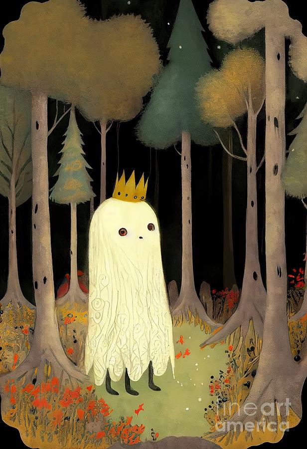 Halloween Painting - Mushroom Ghost King by N Akkash
