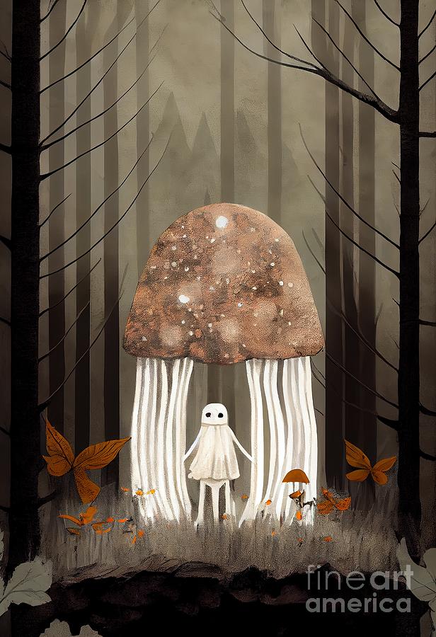 Halloween Painting - Mushroom Ghost  by N Akkash