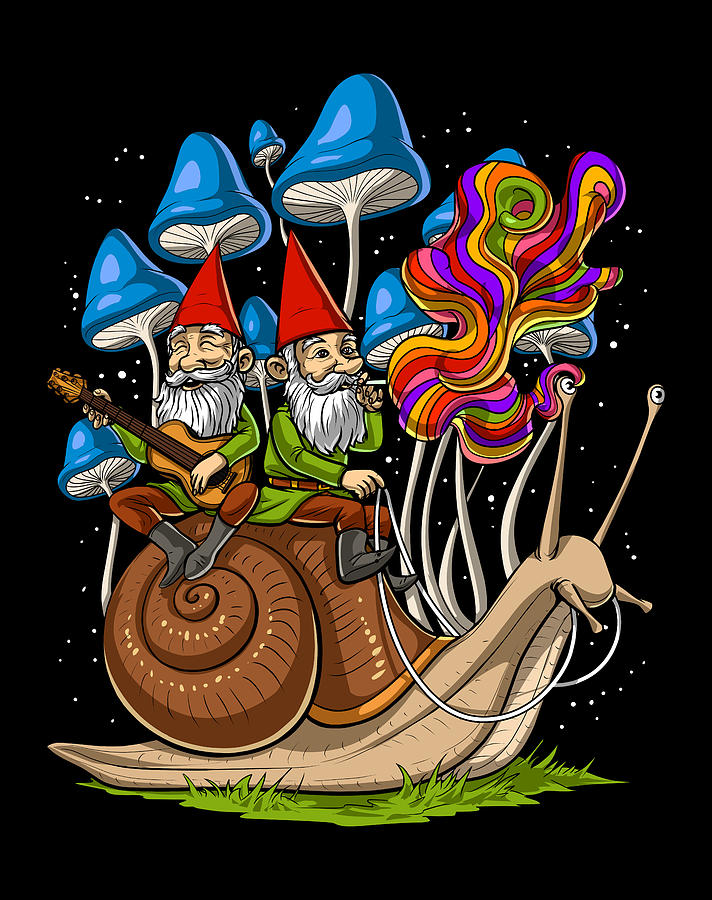 Fantasy Digital Art - Mushroom Gnomes Riding Snail by Nikolay Todorov