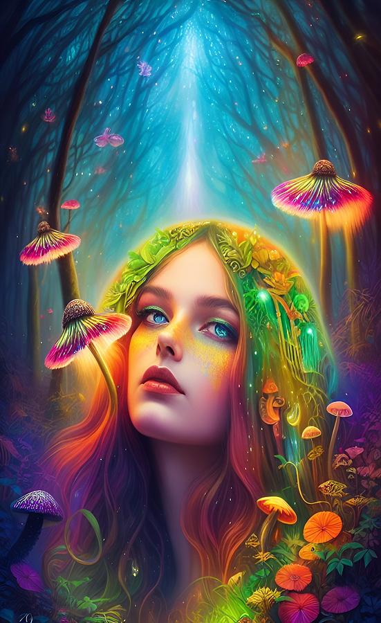 Mushroom goddess Digital Art by Toka Abdo - Fine Art America