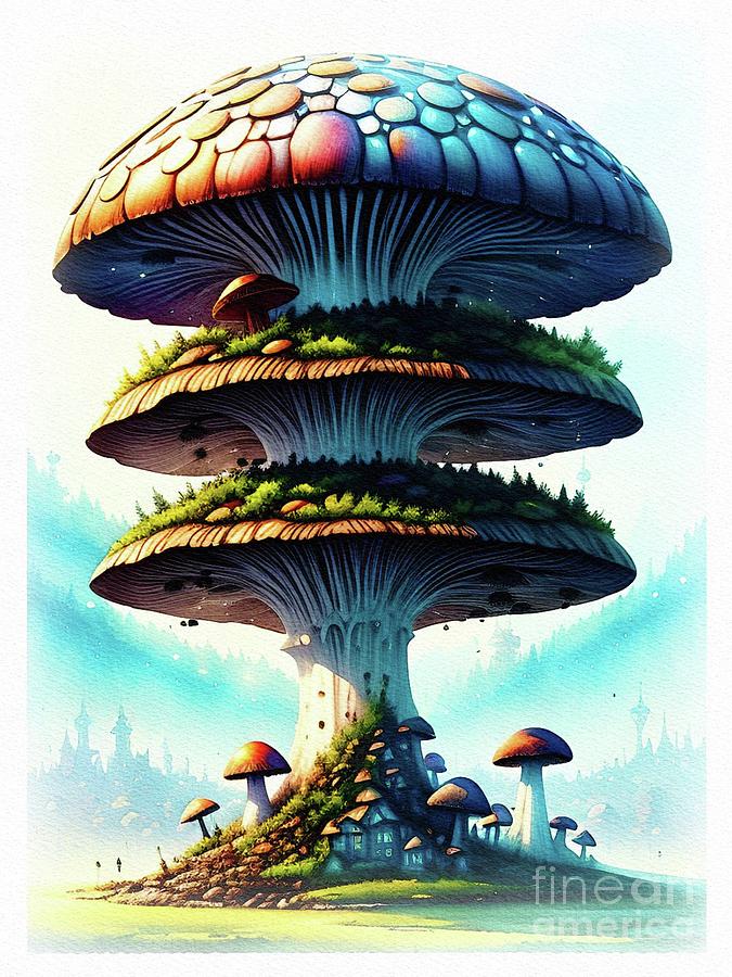 Mushroom Painting - Mushroom Home by Esoterica Art Agency