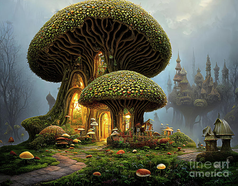 Mushroom Digital Art - Mushroom Homes by Elisabeth Lucas