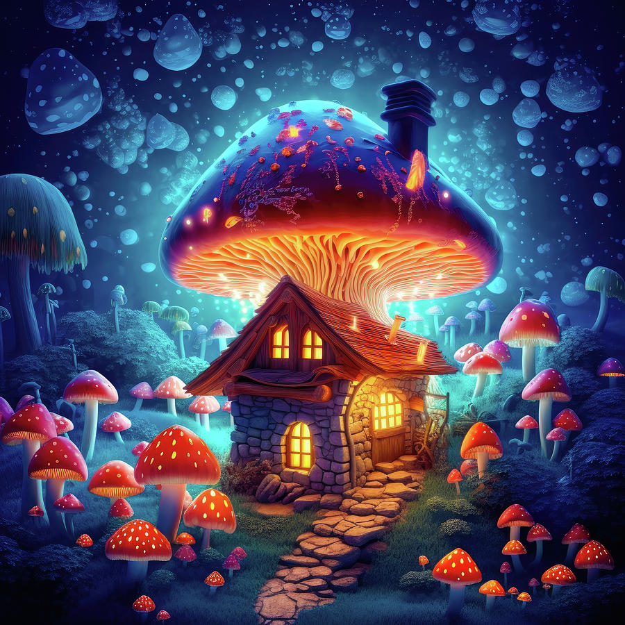 Mushroom House 03 Fantasy Art Illustration Style Digital Art by Matthias Hauser