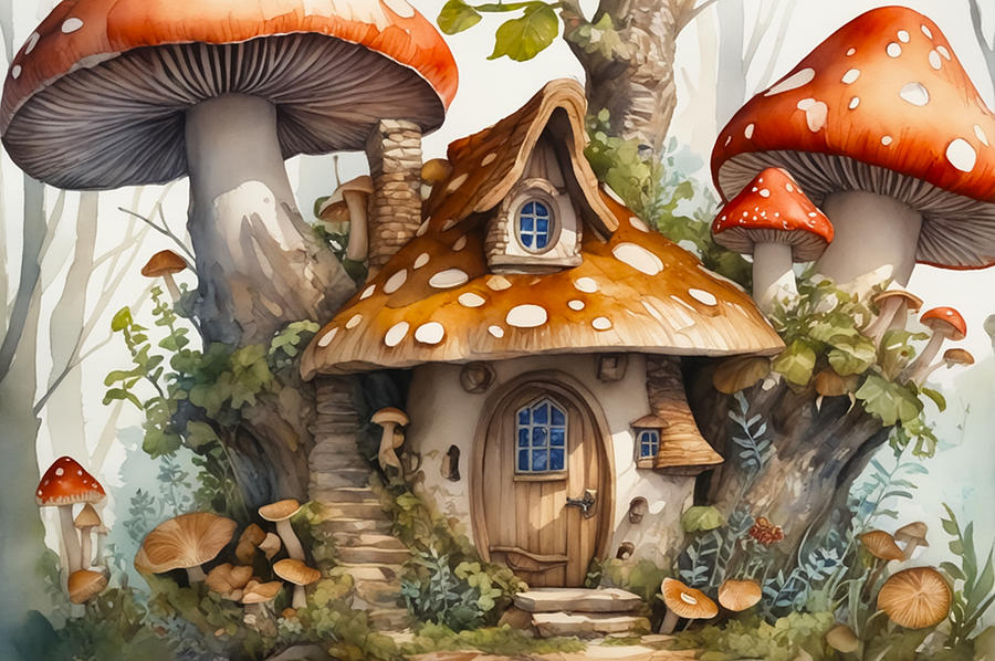 Mushroom House Digital Art