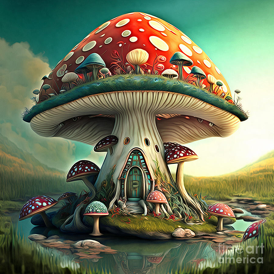 Mushroom House Digital Art by Miha Jeruc - Fine Art America