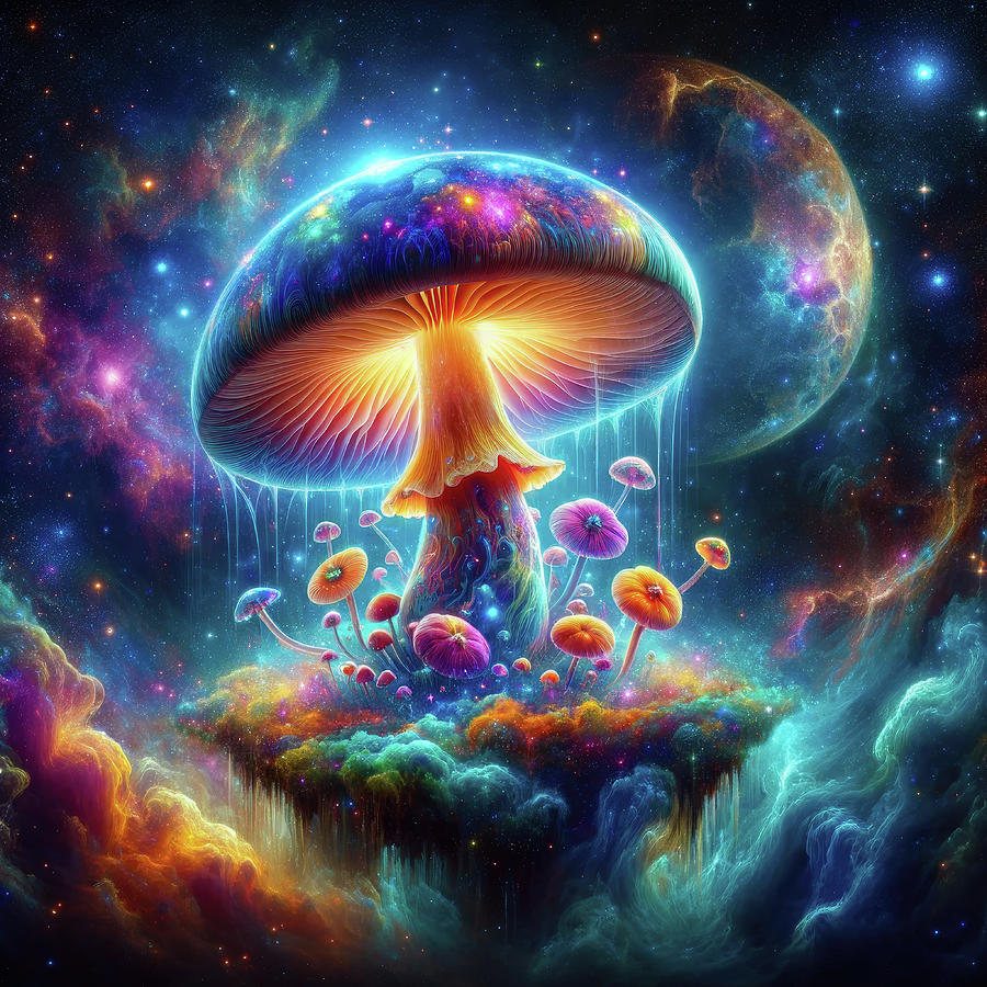 Mushroom in Outer Space 01 Digital Art by Matthias Hauser