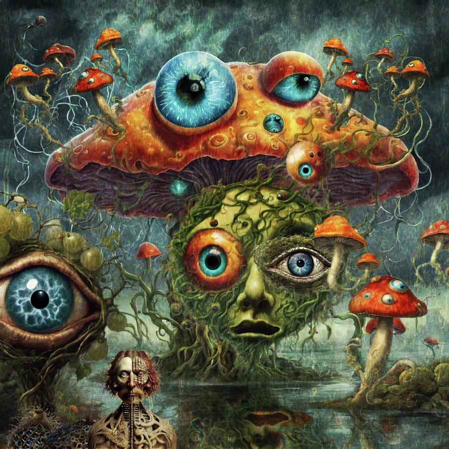 Mushroom Land Digital Art by Ally White