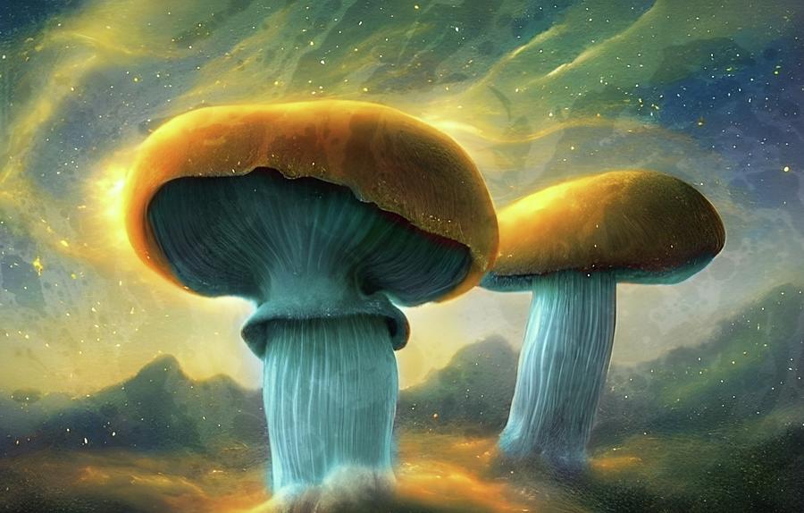 Mushroom Nebula  Digital Art by Ally White