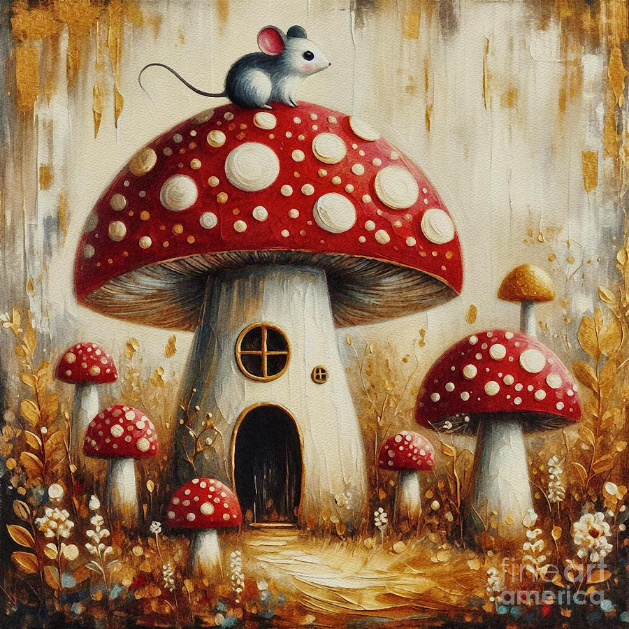Mushroom Ville - Tiny Home Painting by Maria Angelica Maira