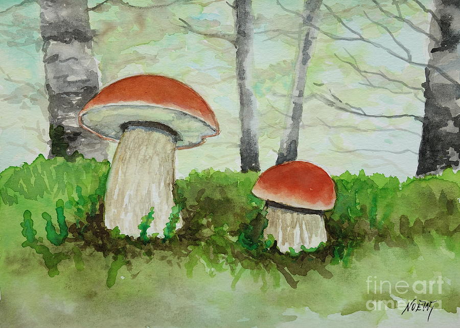 Mushrooms Painting by Jindra Noewi