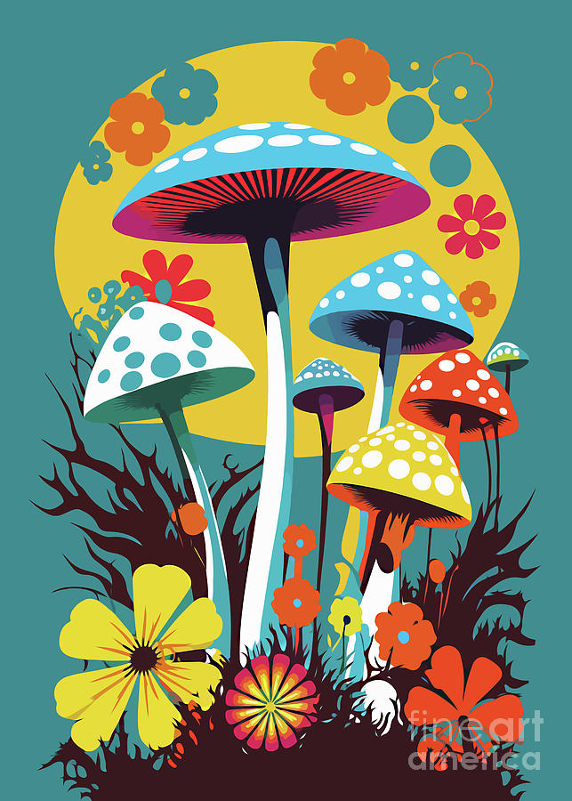 Mushrooms Pop Art Digital Art By Mounier Wanjak - Fine Art America