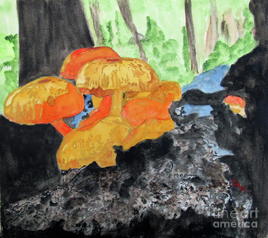 Mushrooms Painting by Sandy McIntire
