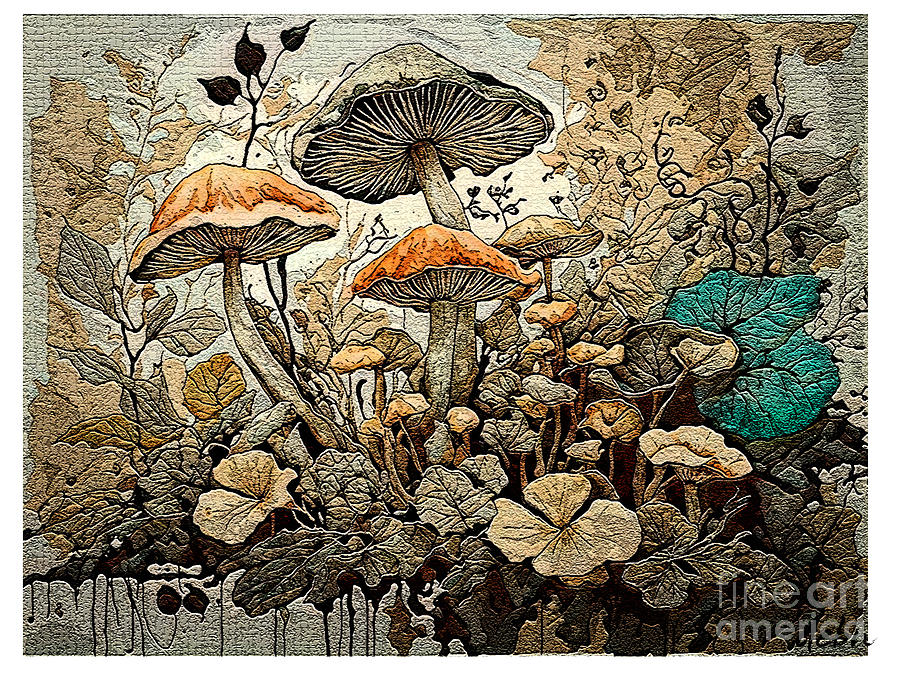 Mushrooms Too Digital Art by Deb Nakano