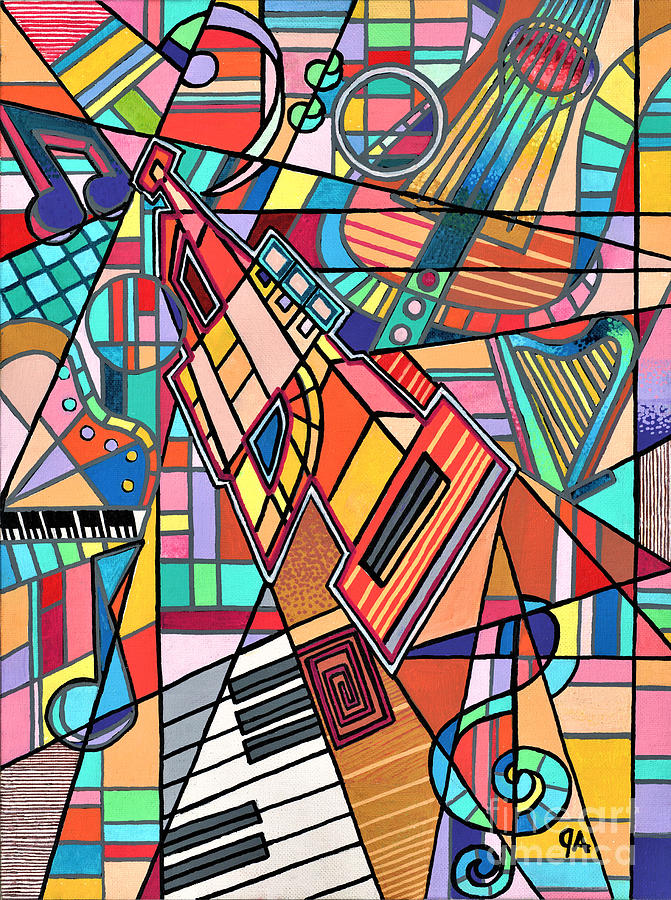 Music And Geometry Painting by Jeremy Aiyadurai