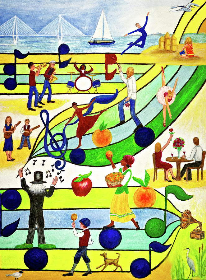 Music Builds Bridges Painting by Jeanne Juhos