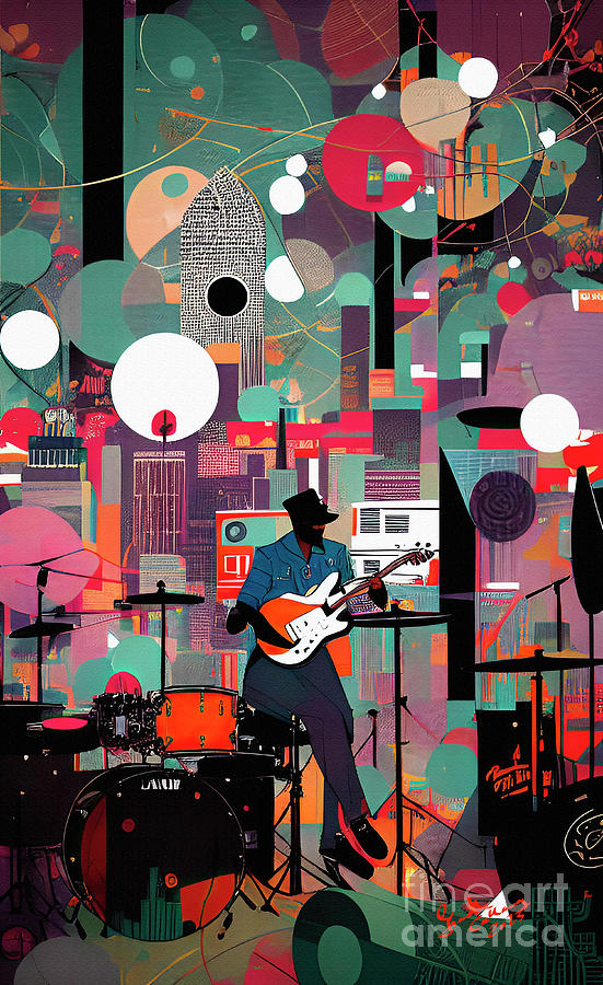 Music City Art Guitar Player 3 Digital Art by Ginette Callaway