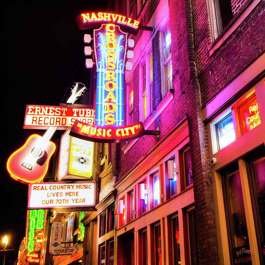 Music City Neons Of Nashville Tennessee 1x1 Photograph by Gregory ...