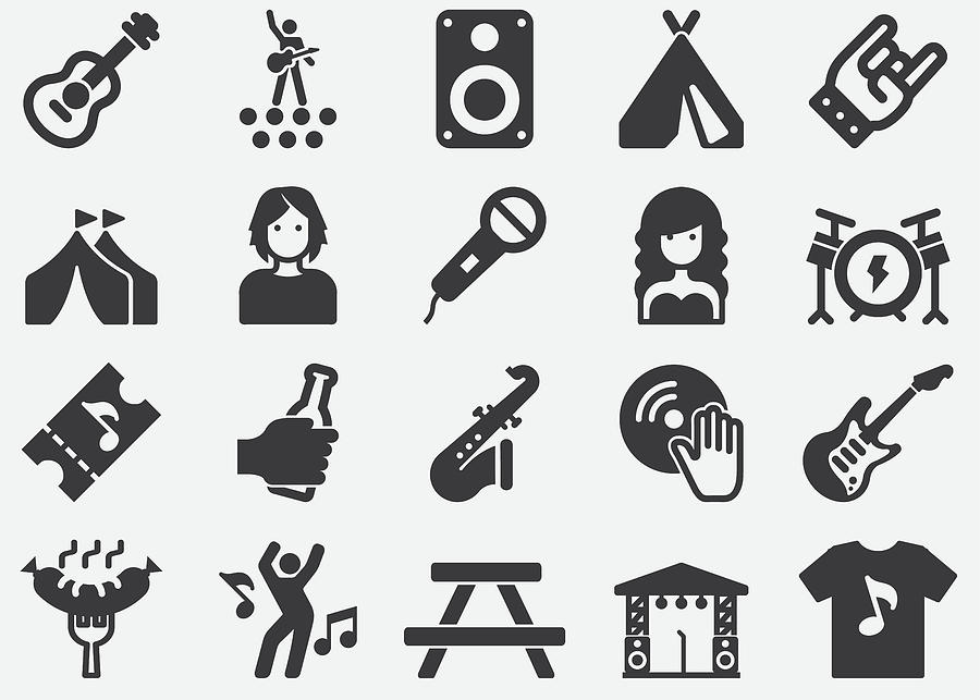 Music Festival Silhouette Icons Drawing by LueratSatichob
