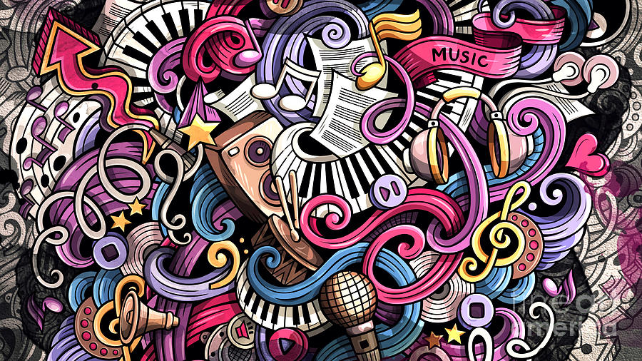 Music Graffiti Digital Art By Mark Ashkenazi