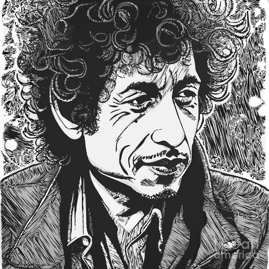Music Icons - Bob Dylan - 02262 Digital Art by Philip Preston