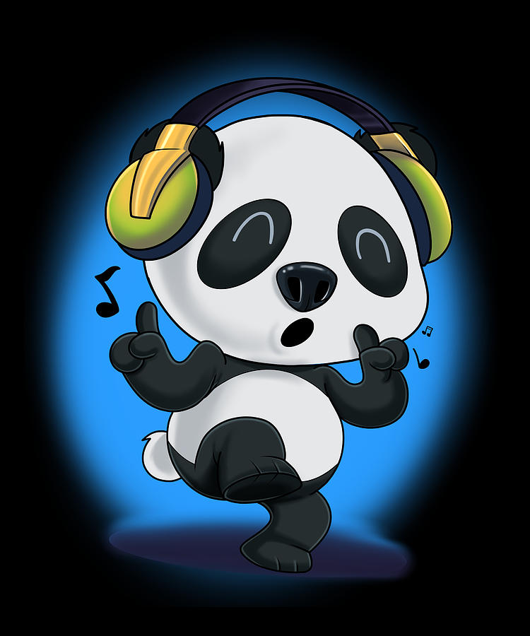 Music Lover I DJ Headphones Panda Bear Digital Art by Maximus Designs ...
