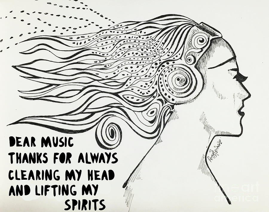 Music Makes me - Pen and Ink Drawing by Remy Francis