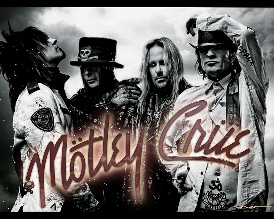 Music / Motley Crue - Black and White Digital Art by Music N Film Prints