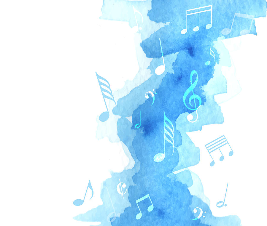 Music Note Watercolor Drawing by Amtitus