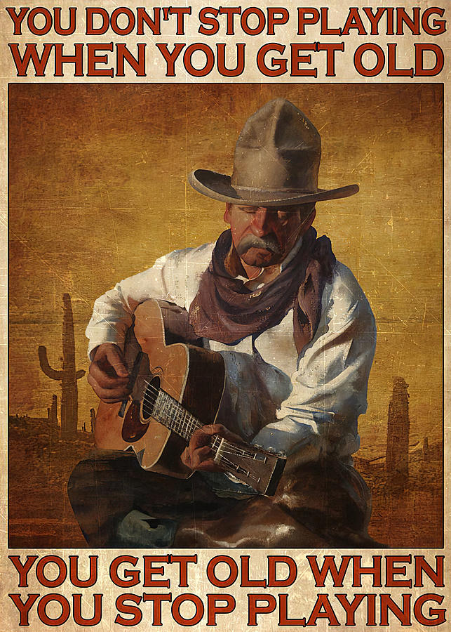 Music Old Man Guitar You Don't Stop Playing Digital Art by Gambrel ...