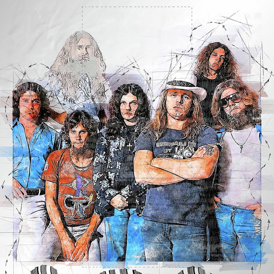 Music singer lynyrd skynyrd Digital Art by Bren Denprice