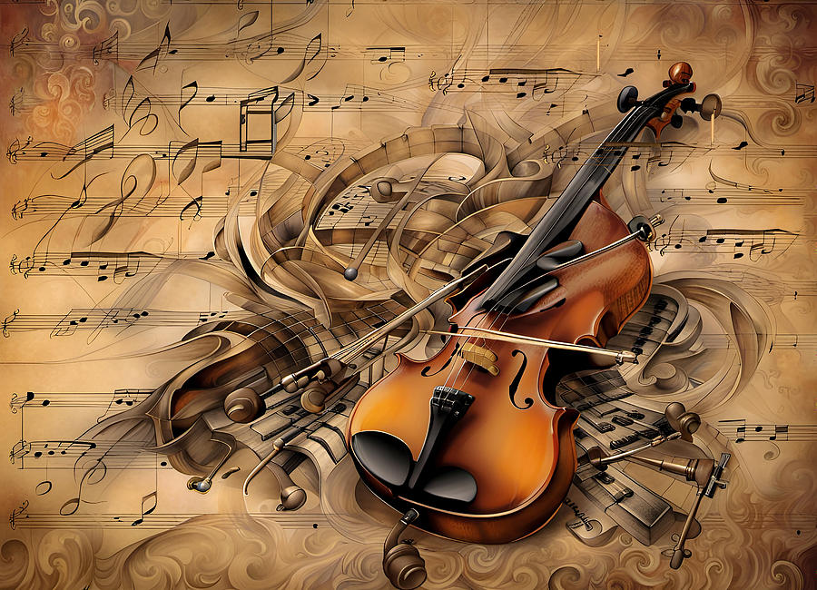 Musical Abstract Digital Art by Debra Kewley