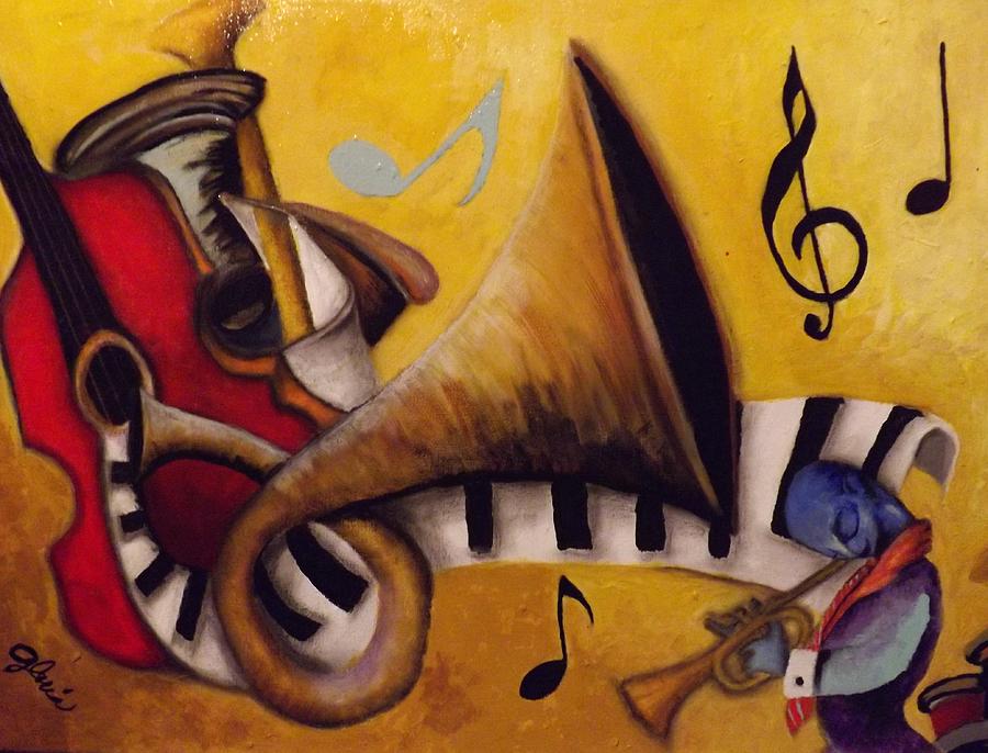 Music Painting - Musical Alien by Minimalist Artist