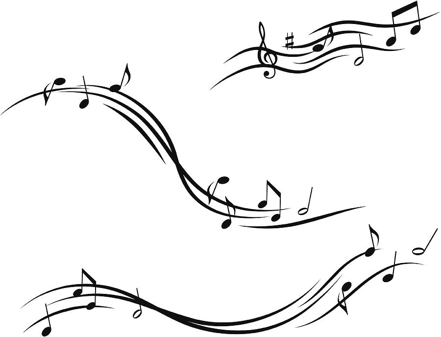 Musical design with lines and notes Drawing by Linearcurves