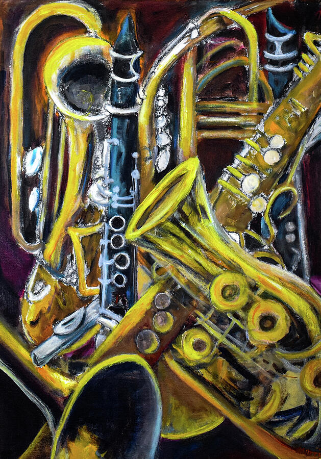 Musical Instruments, Interwoven # 1 Painting by Morri Sims Musical Instruments, Interwoven # 1 Painting by Morri Sims