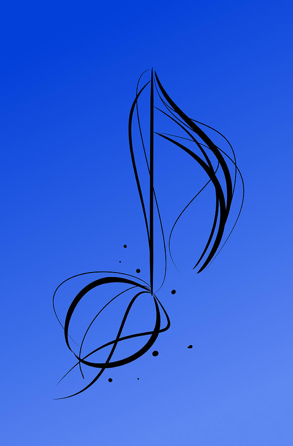 Musical Note on Electric Blue Painting by Sannel Larson