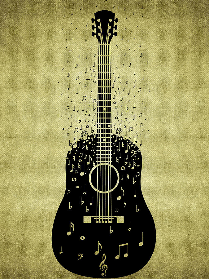 Musical notes floating from guitar Digital Art by Viviana Gonzalez ...