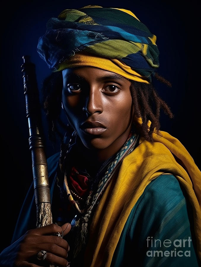 Musician  Dancer  Youth  From  Suri  Tribe  Ethiopia  By Asar Studios Painting