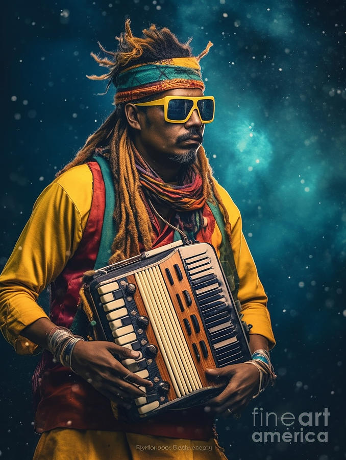 Musician  From  Ayoreo  Tribe  Paraguay    Surreal  By Asar Studios Painting