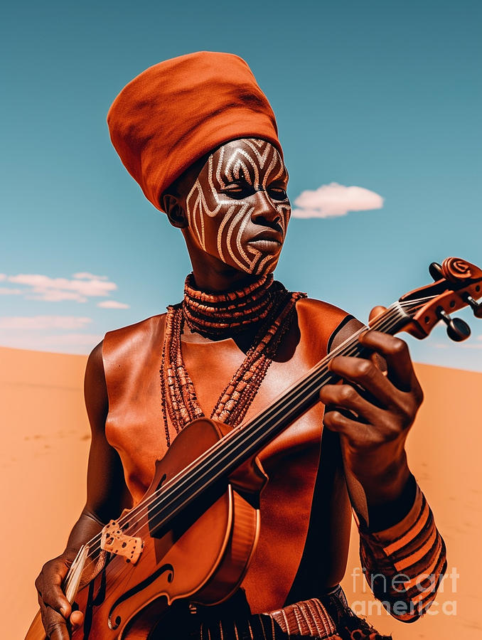 Musician  From  Himba  People  Namibia    Surreal  By Asar Studios Painting