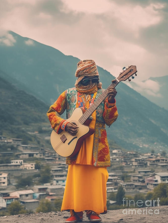 Musician  From  Kalash  Tribe  Pakistan    Surreal  By Asar Studios Painting