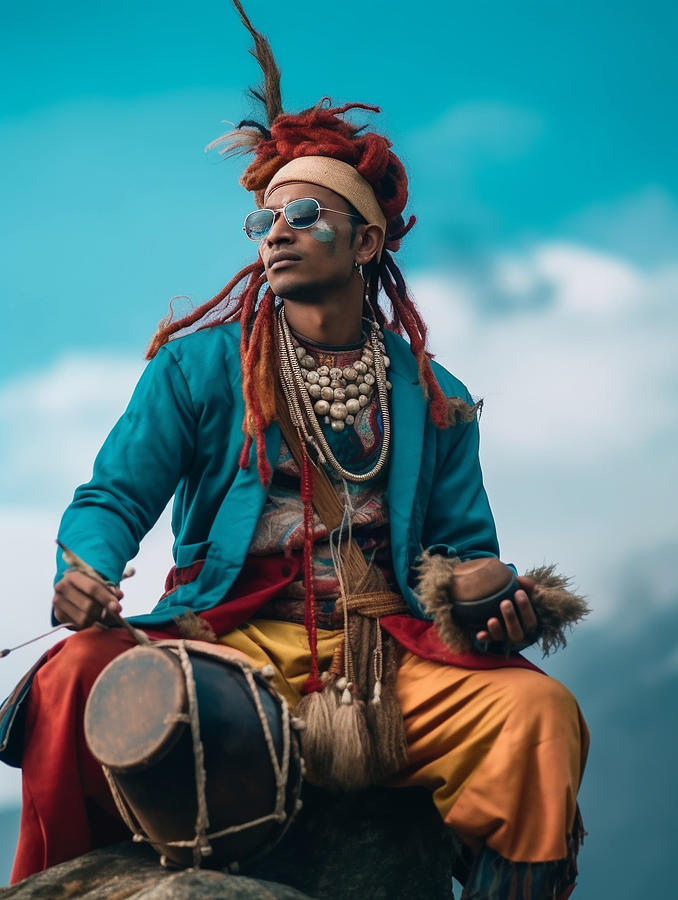 Musician  From  Loba  Tribe  Nepal    Surreal  Cinemat  B  Ede  Ff  A  Fcbacf, By Asar Studios Painting