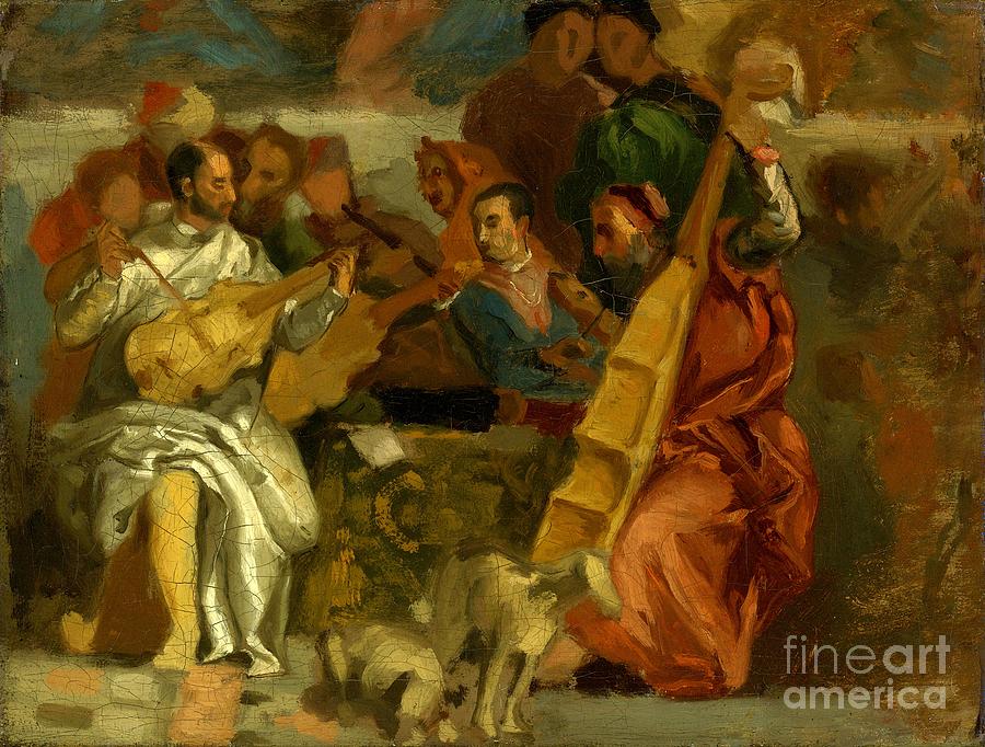 Musicians, after Veronese, a detail from The Marriage at Cana Painting by Eugene Delacroix