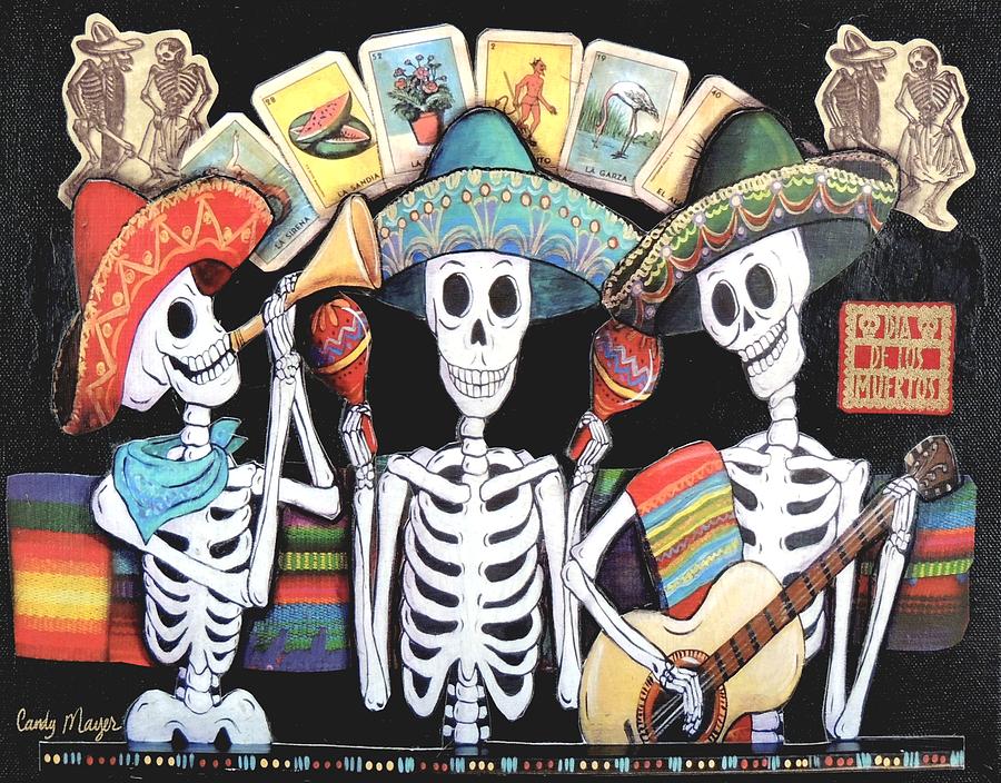 Musicians with Loteria Cards Mixed Media by Candy Mayer